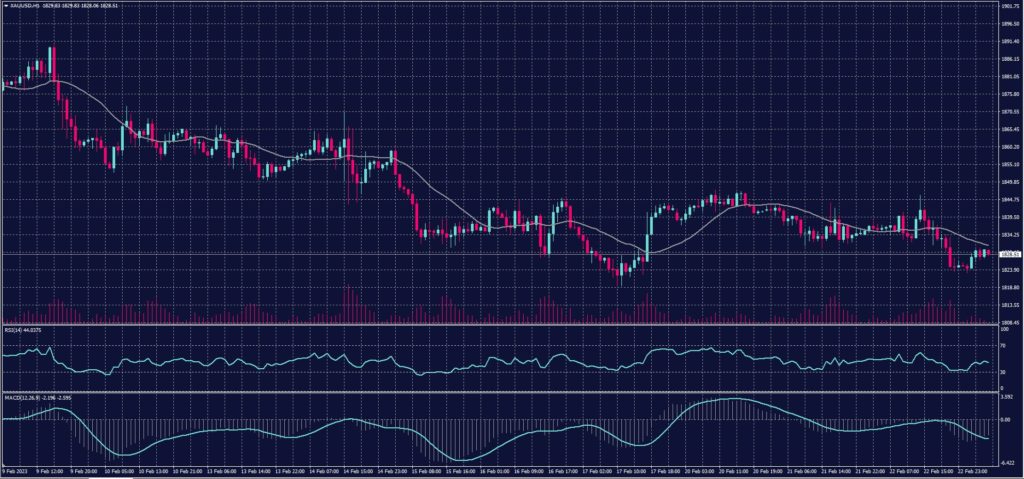 Spot Gold chart on 23 February 2023